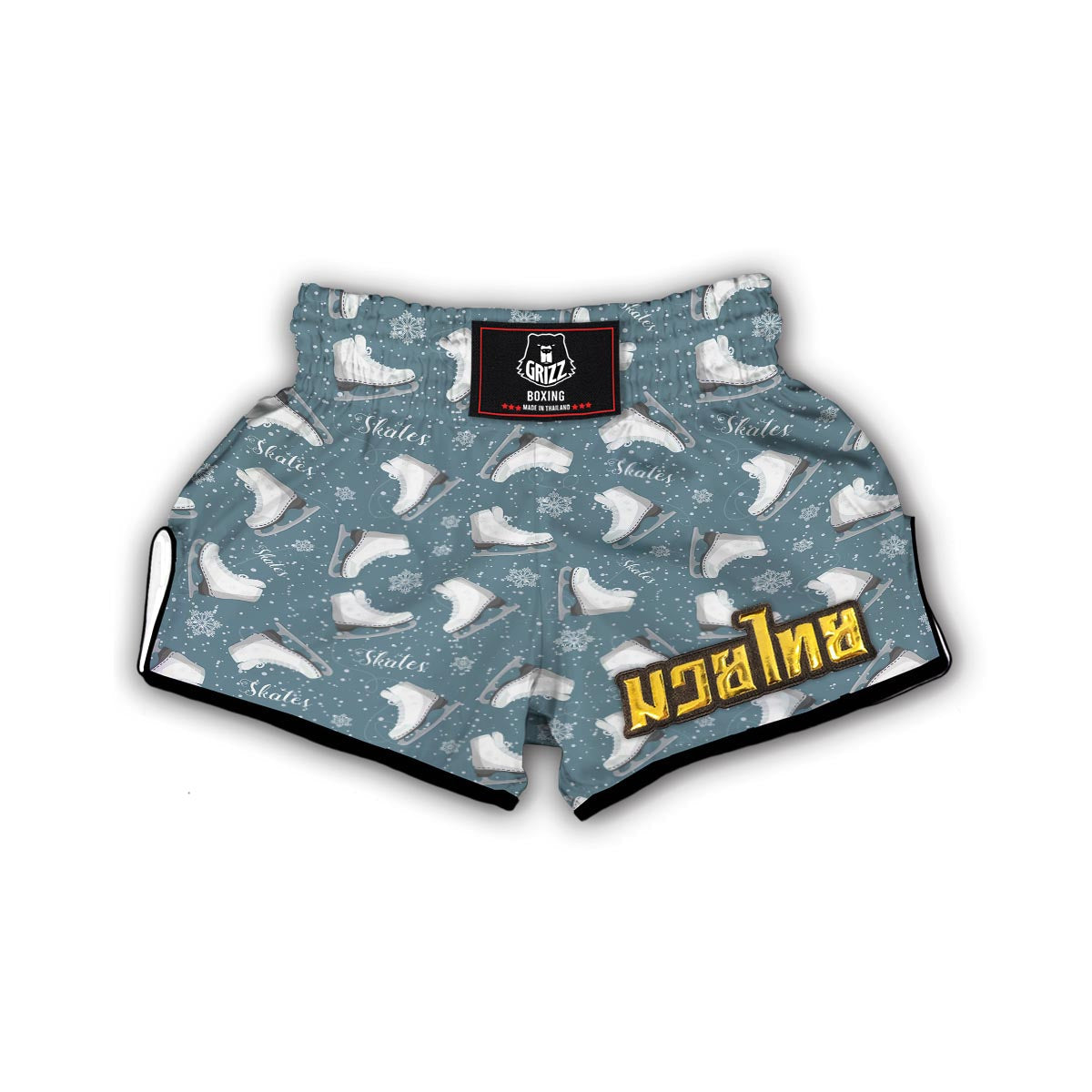 Ice Skate Snowflake Pattern Print Muay Thai Boxing Shorts-grizzshop