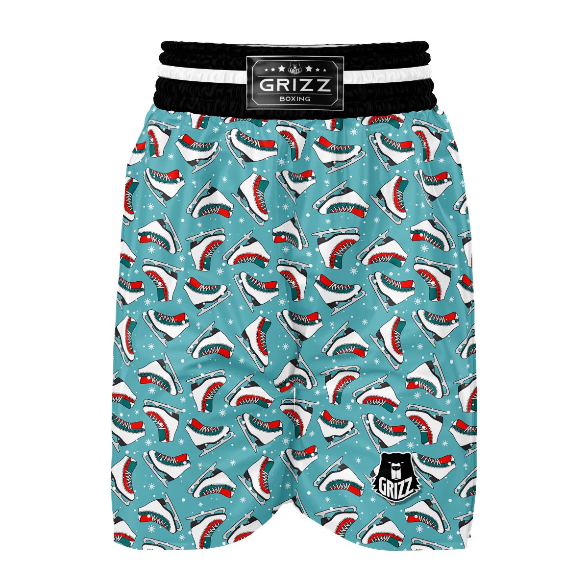 Ice Skate Snowflake Print Pattern Boxing Shorts-grizzshop