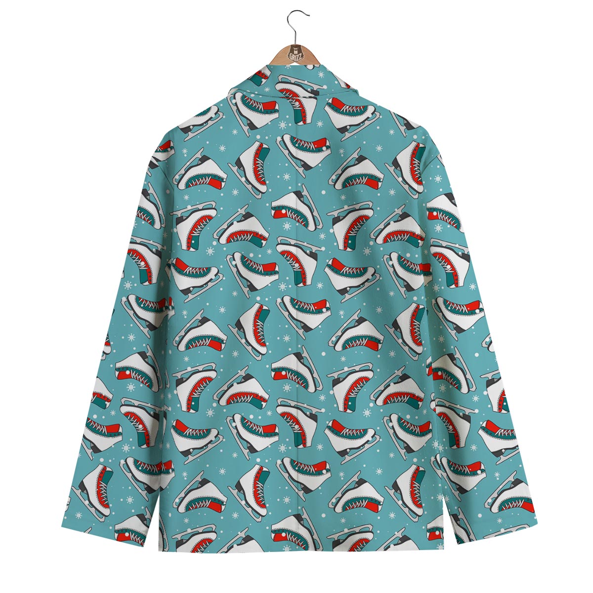 Ice Skate Snowflake Print Pattern Men's Blazer-grizzshop
