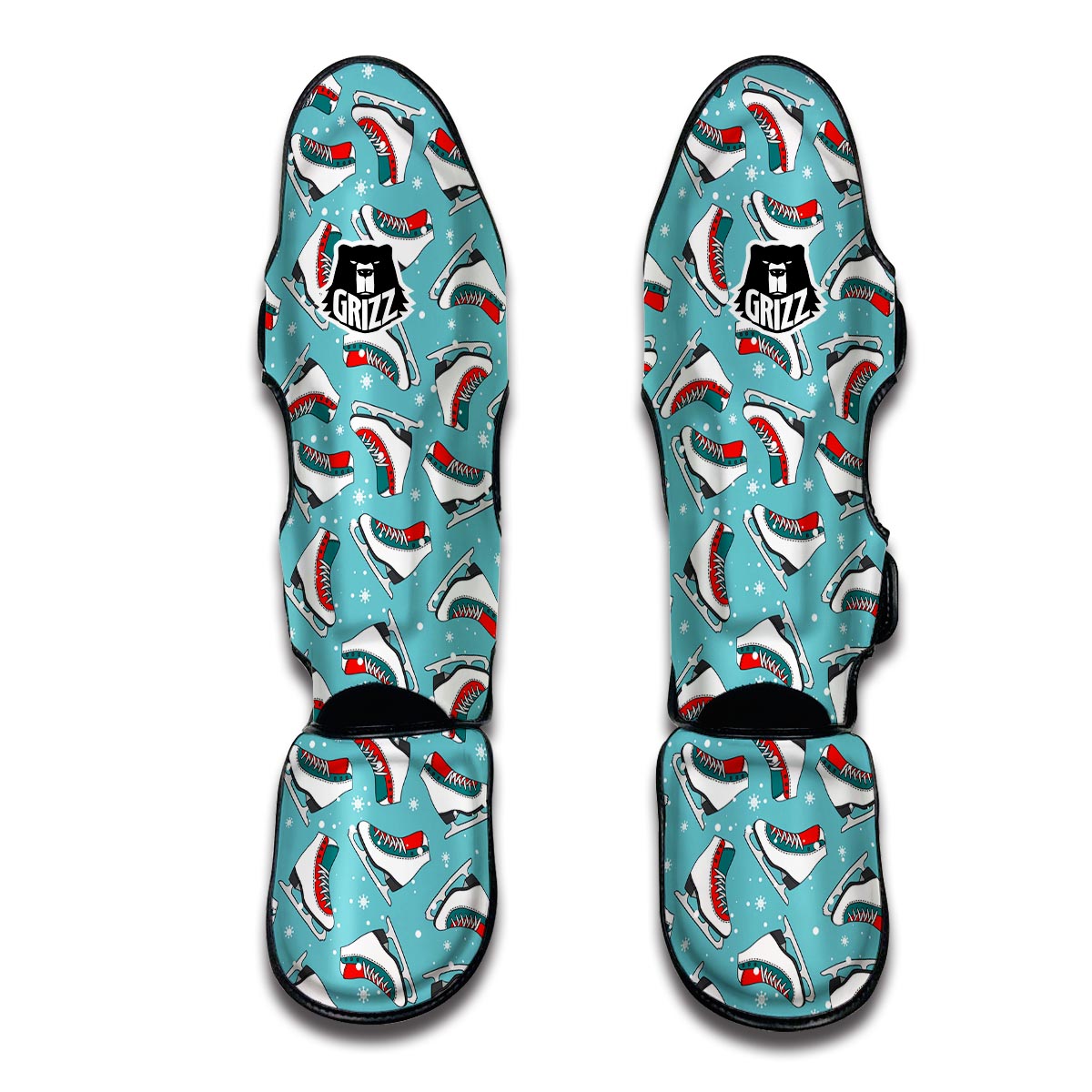 Ice Skate Snowflake Print Pattern Muay Thai Shin Guards-grizzshop