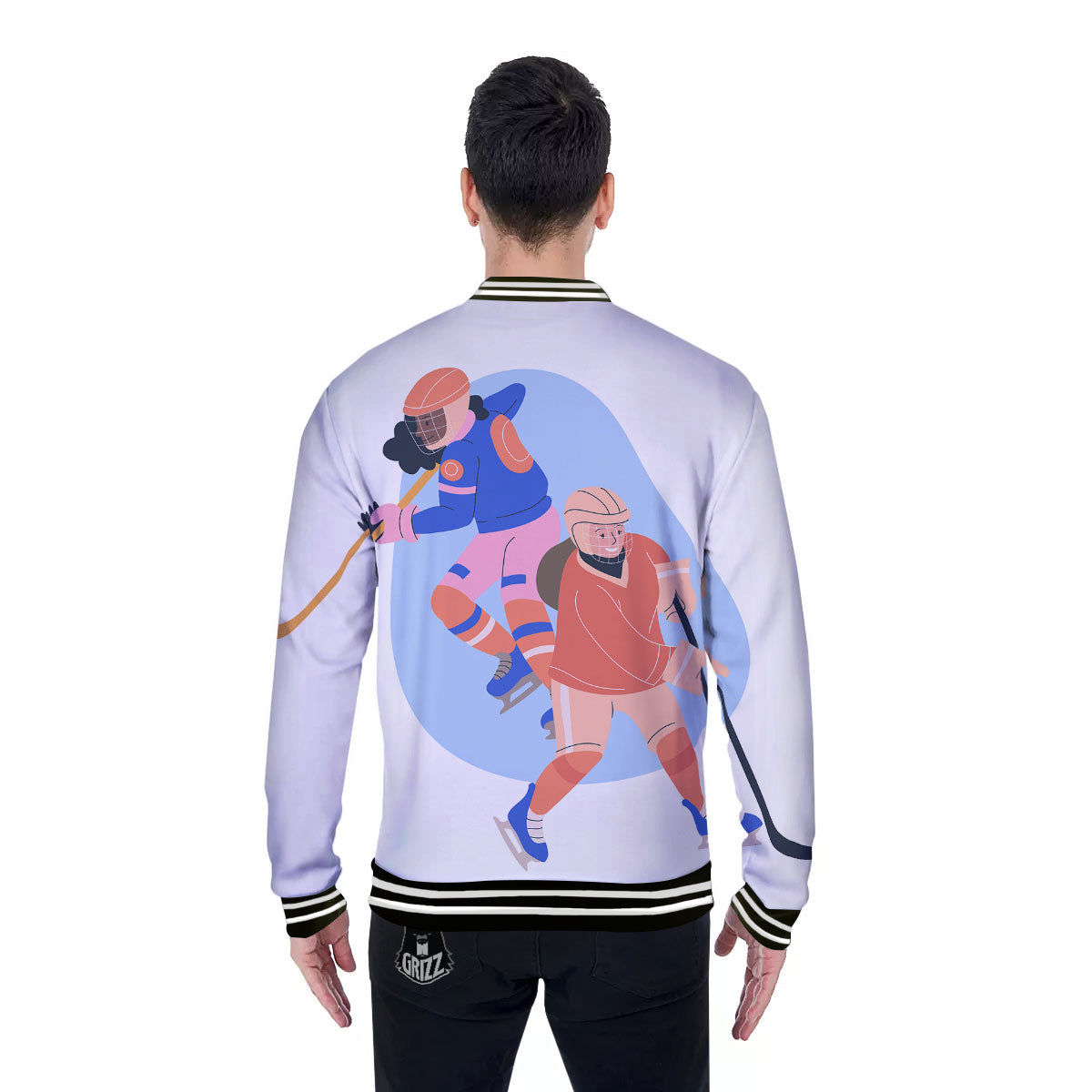 Ice Skates Hockey Print Baseball Jacket-grizzshop