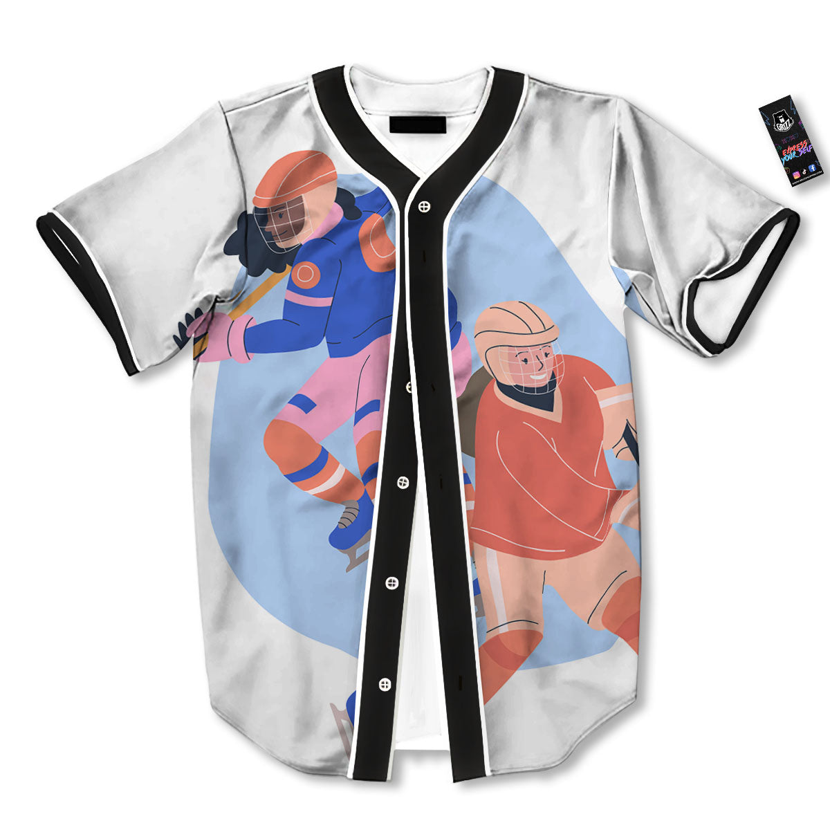 Ice Skates Hockey Print Baseball Jersey-grizzshop