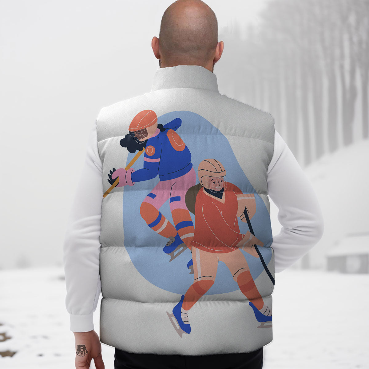 Ice Skates Hockey Print Down Vest