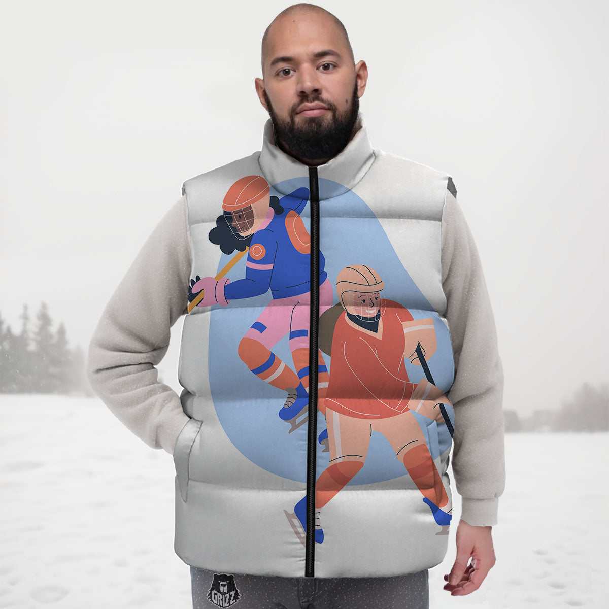 Ice Skates Hockey Print Down Vest