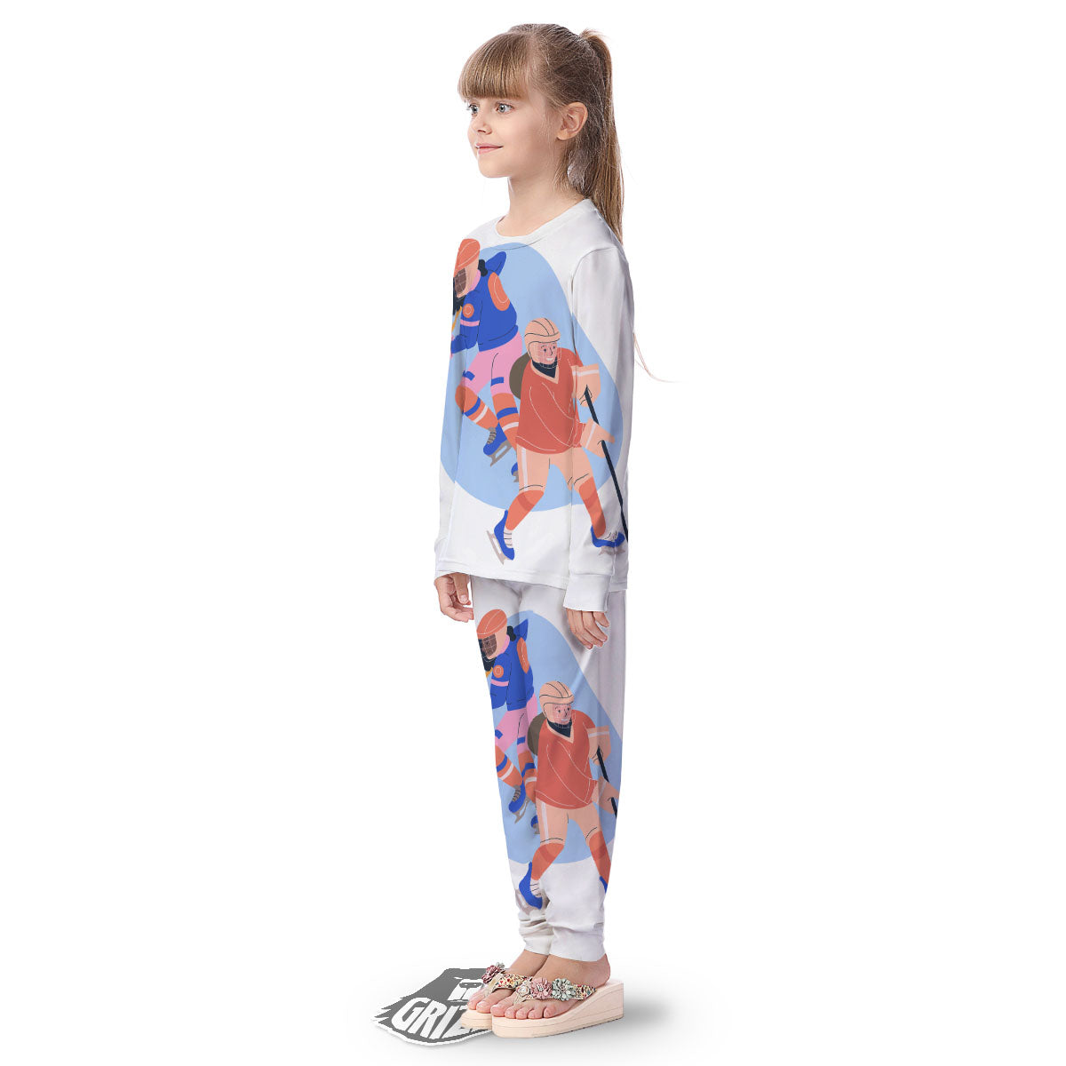 Ice Skates Hockey Print Kid's Pajamas-grizzshop