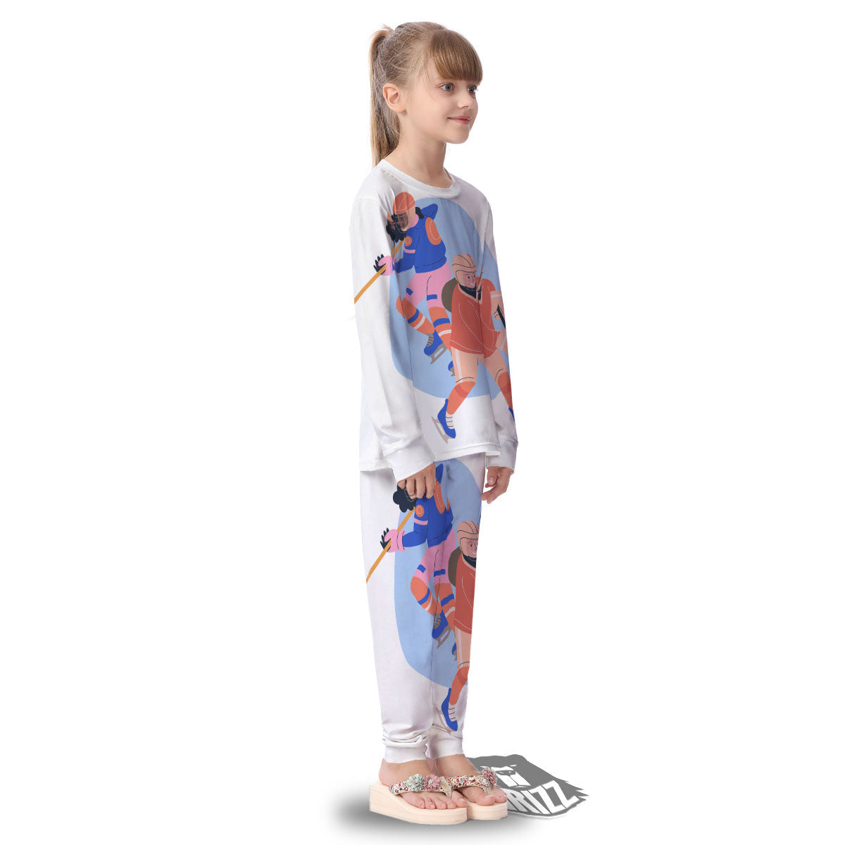 Ice Skates Hockey Print Kid's Pajamas-grizzshop