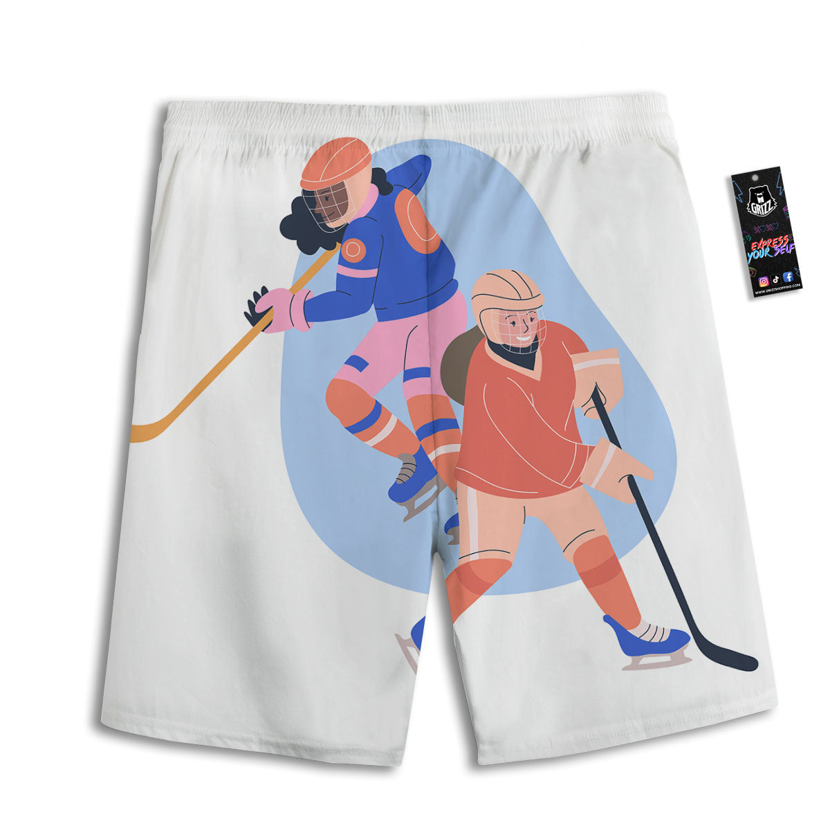 Ice Skates Hockey Print Men's Athletic Shorts