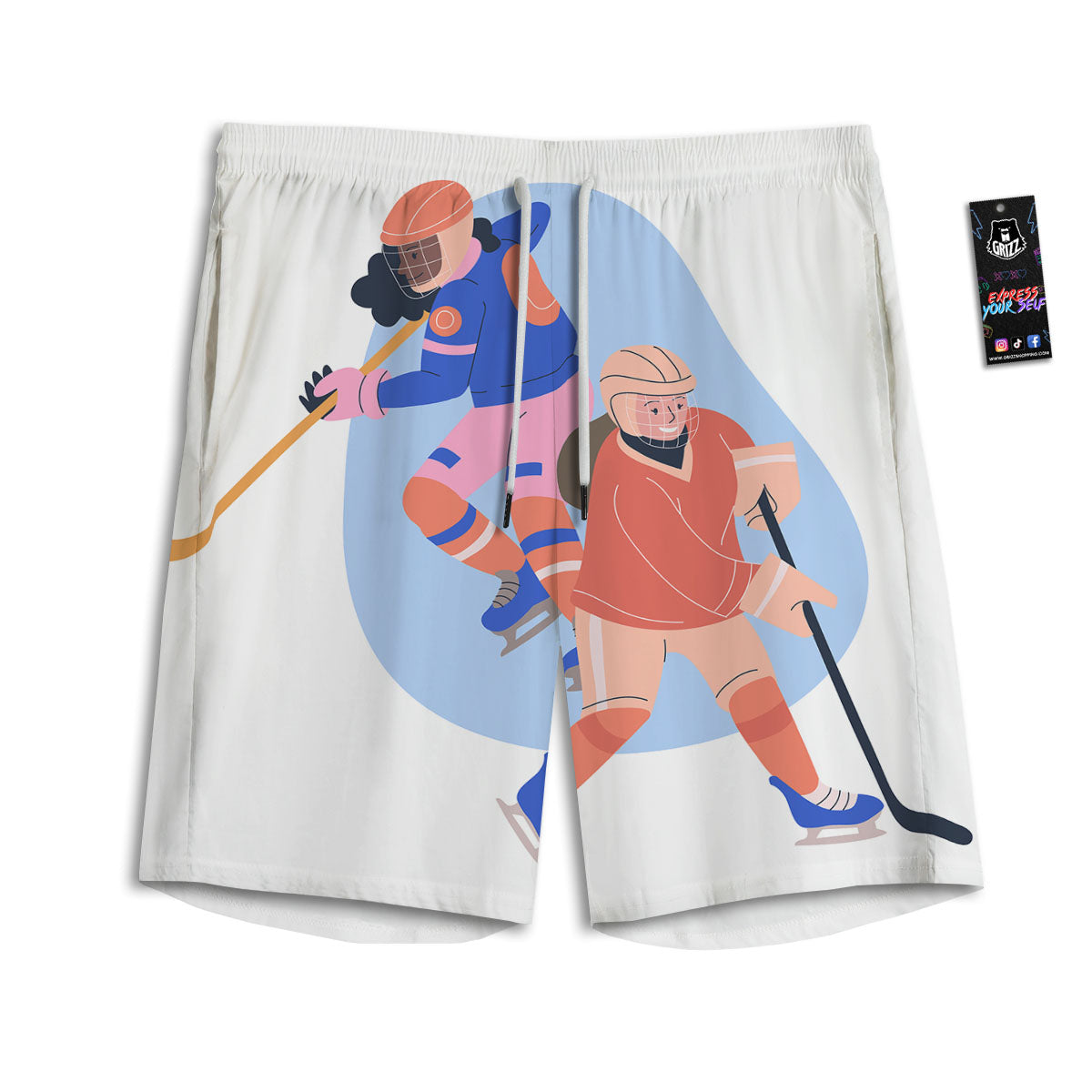 Ice Skates Hockey Print Men's Athletic Shorts
