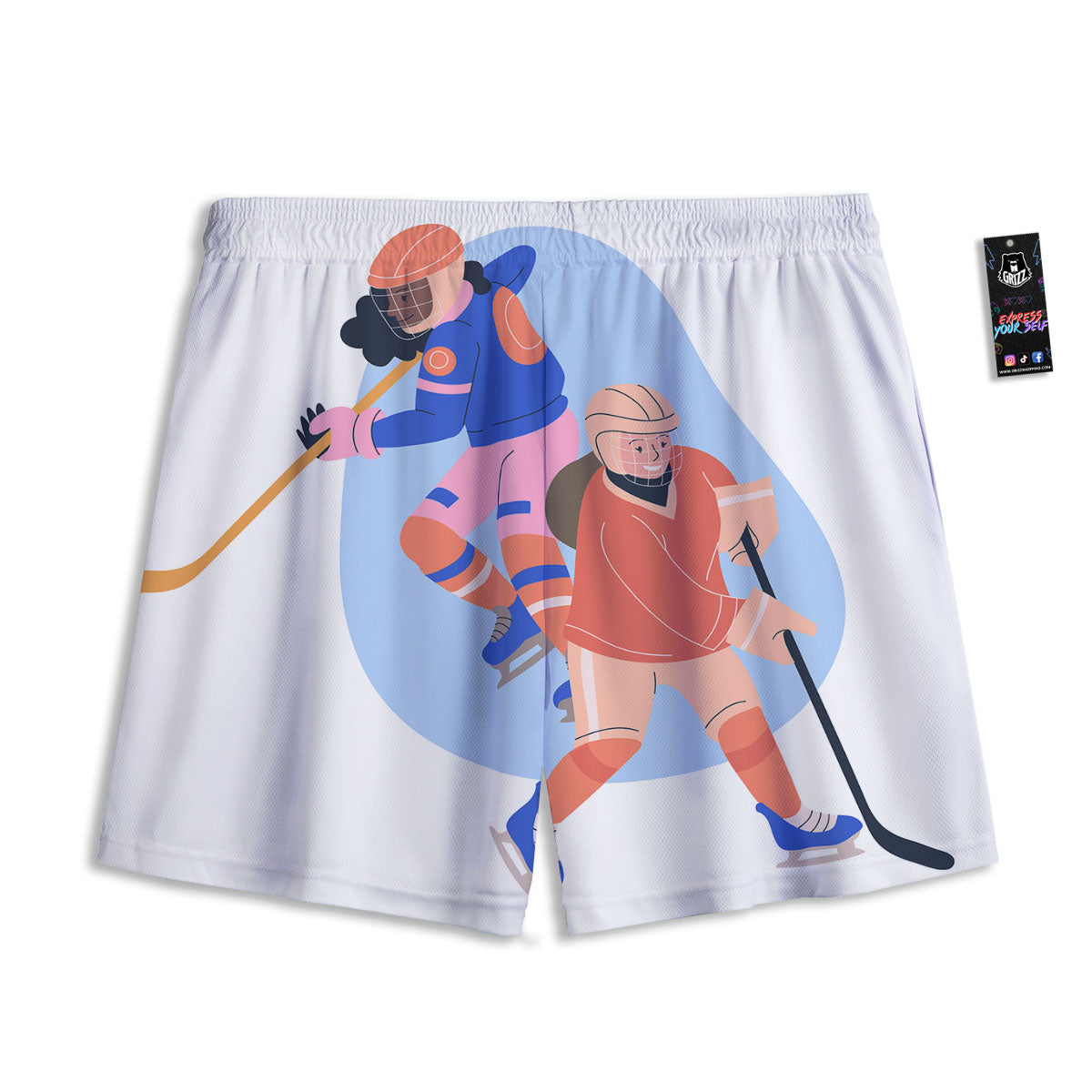 Ice Skates Hockey Print Mesh Shorts
