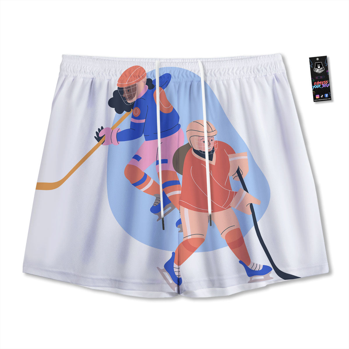 Ice Skates Hockey Print Mesh Shorts