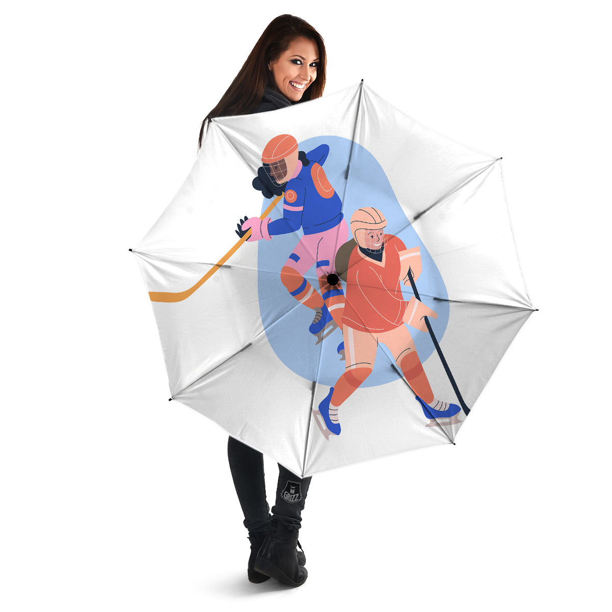 Ice Skates Hockey Print Umbrella-grizzshop