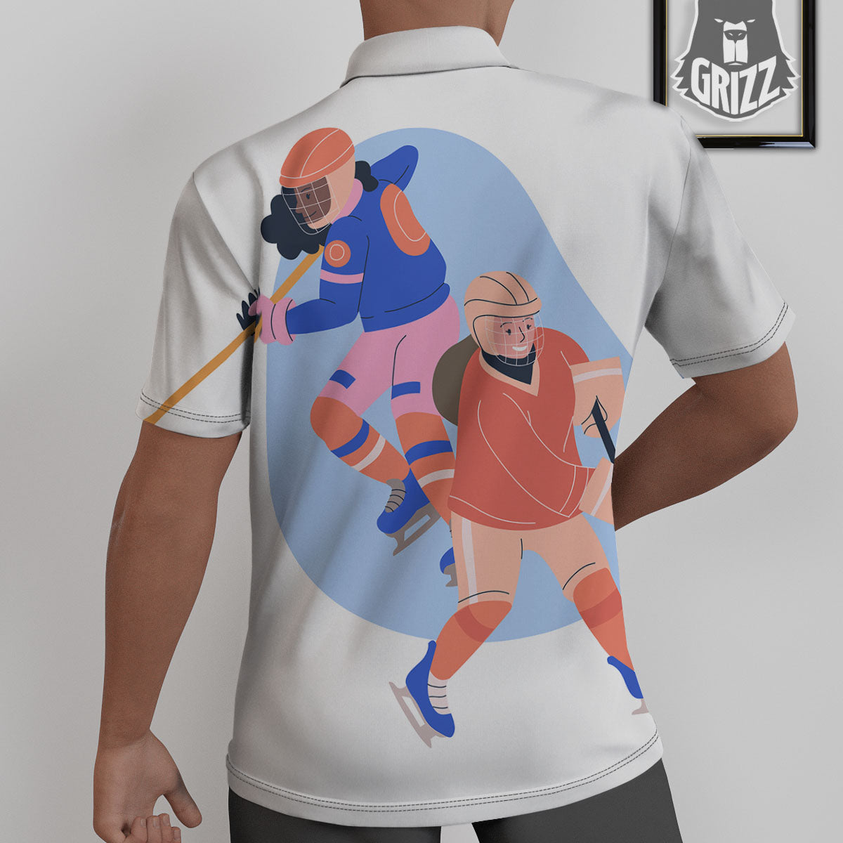 Ice Skates Hockey Print Untucked Shirts-grizzshop