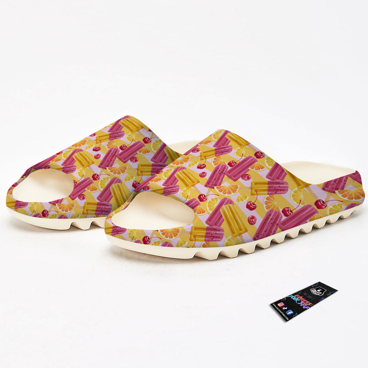 Ice Cream Fruits And Berries Print Pattern Sandals-grizzshop