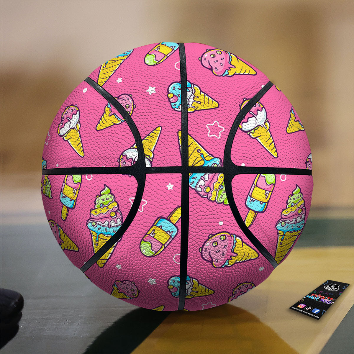 Houndstooth Black And Tan Print Pattern Basketball