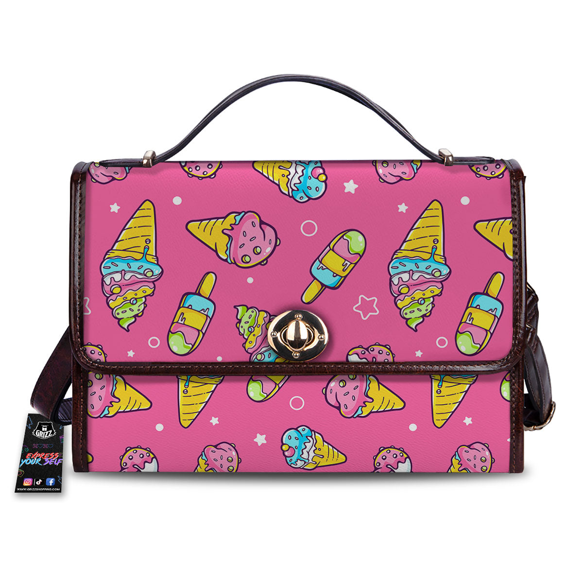 Ice Cream Pink Print Pattern Women's Satchel Bag