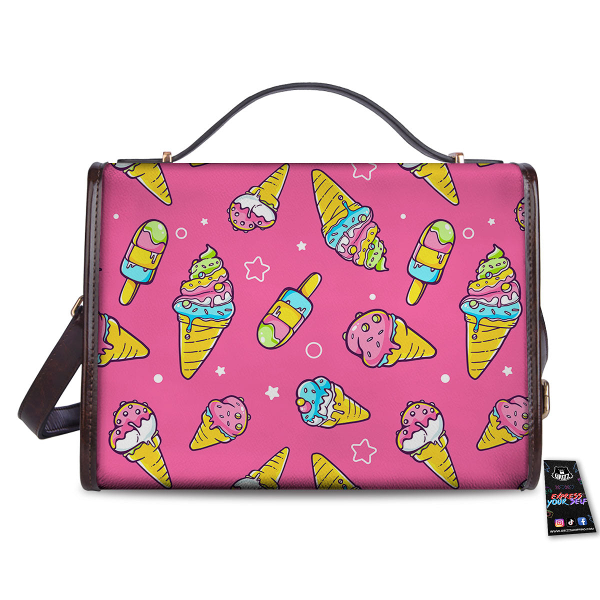 Ice Cream Pink Print Pattern Women's Satchel Bag
