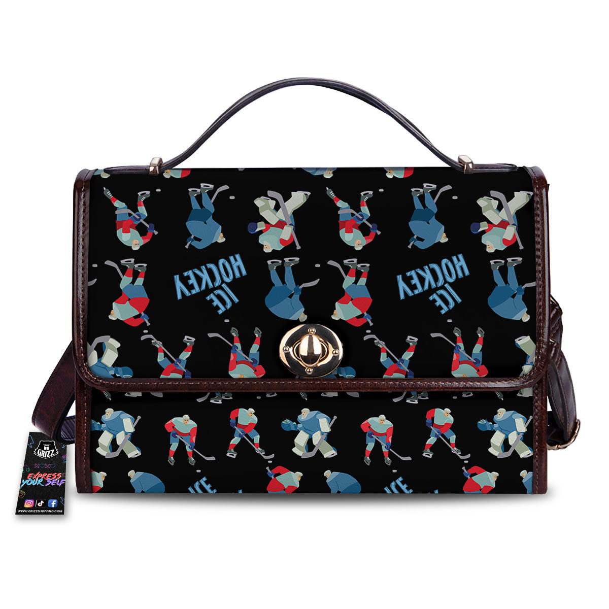 Ice Hockey Players Print Pattern Women's Satchel Bag