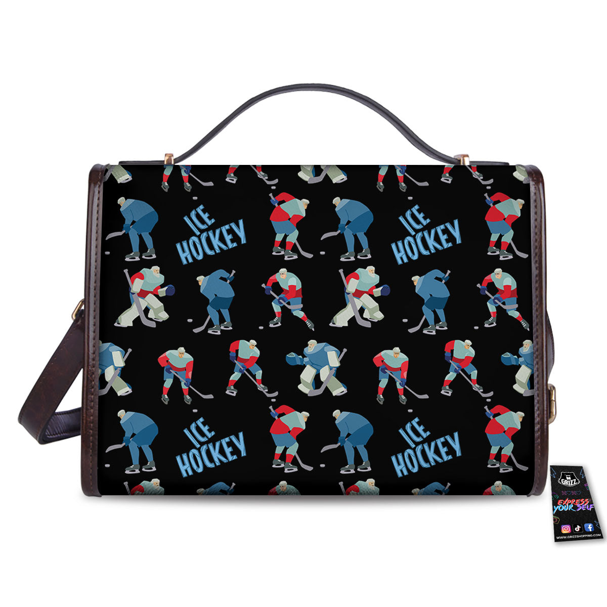 Ice Hockey Players Print Pattern Women's Satchel Bag