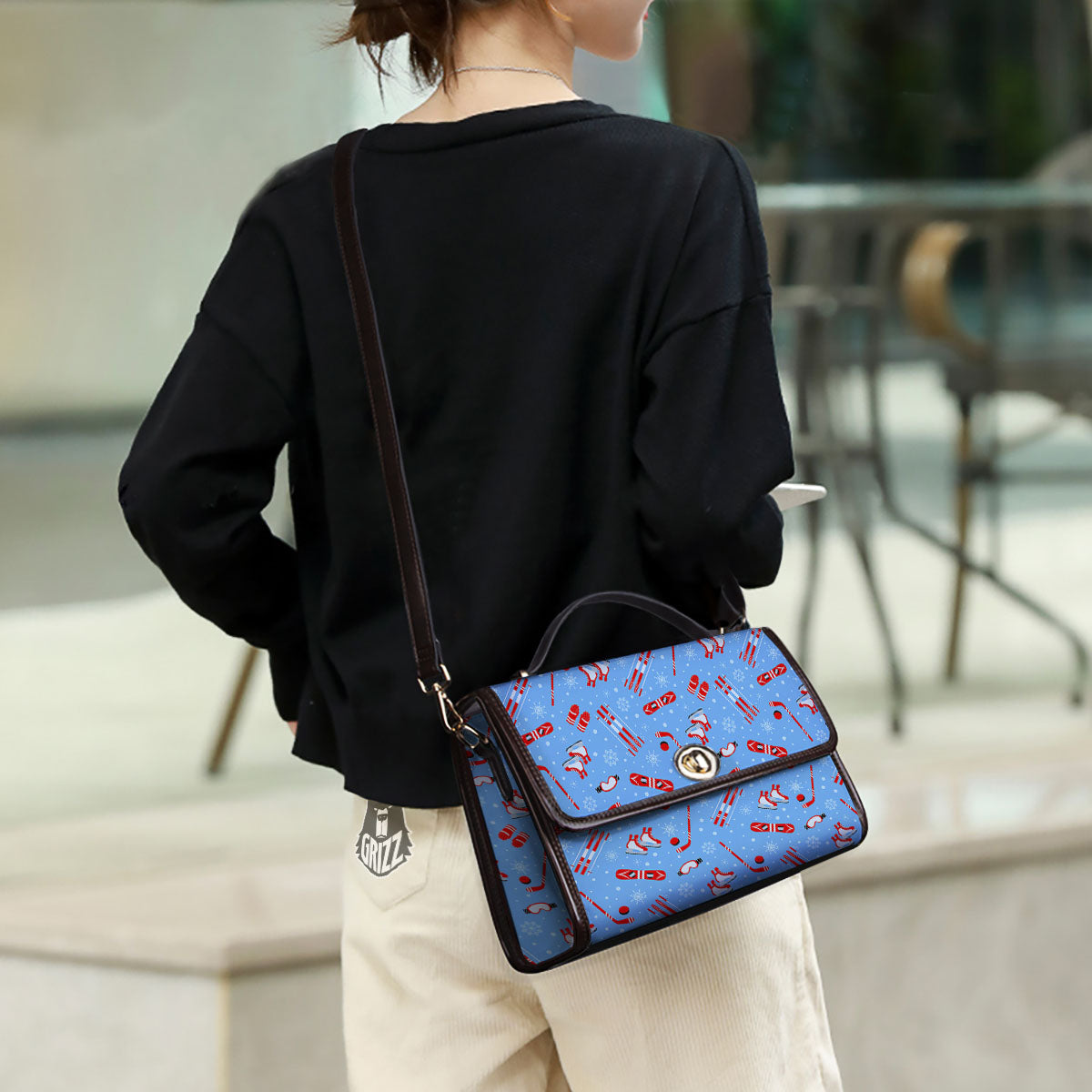 Ice Hockey Puck Print Pattern Women's Satchel Bag