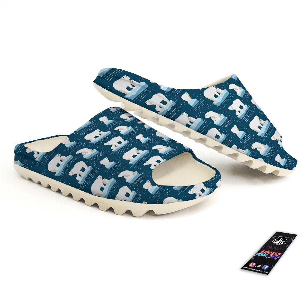Ice Polar Bear Print Pattern Sandals-grizzshop