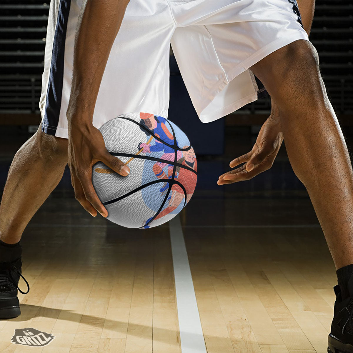 Ice Skates Hockey Print Basketball