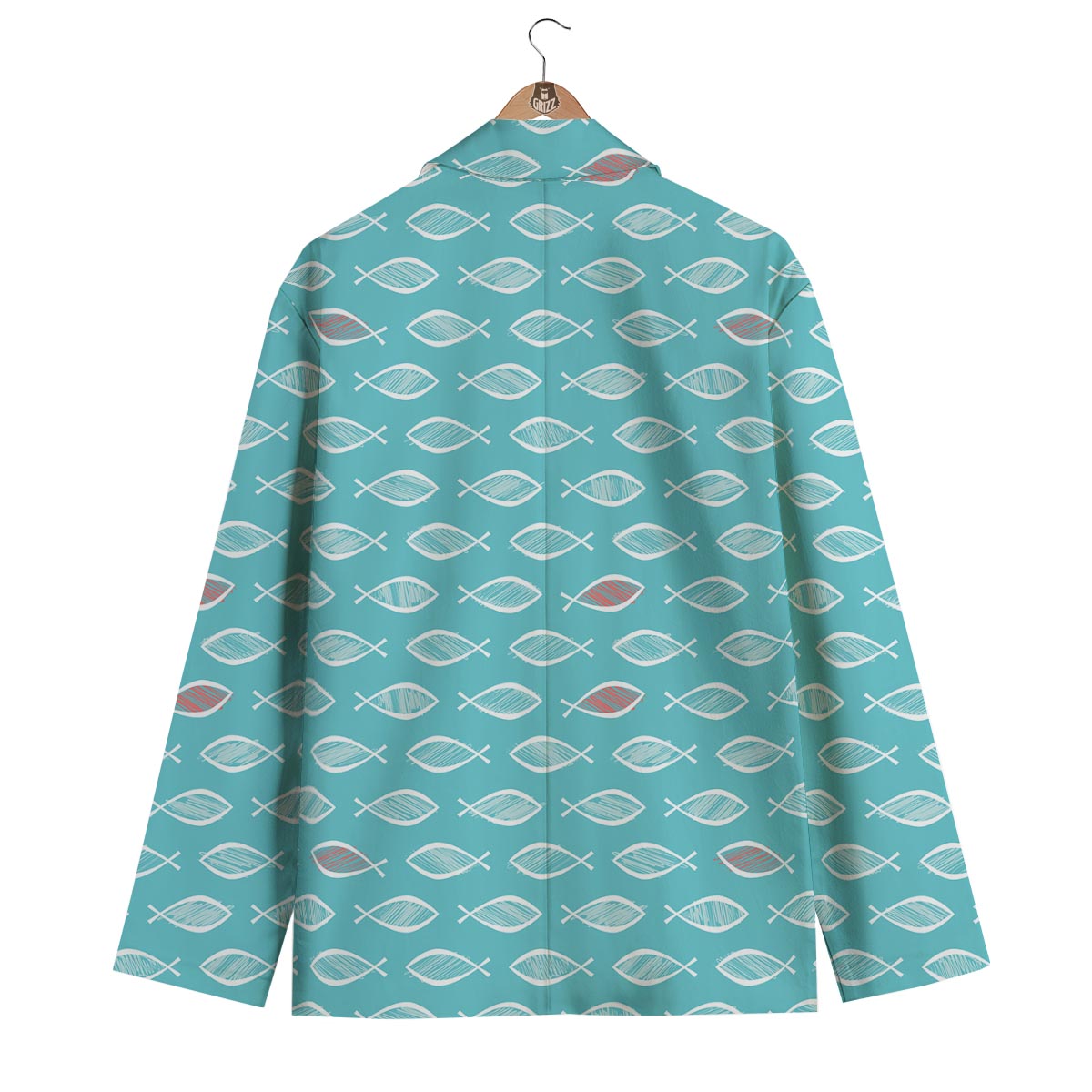 Ichthys Christian Pattern Print Men's Blazer-grizzshop