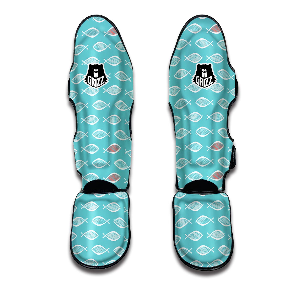 Ichthys Christian Pattern Print Muay Thai Shin Guards-grizzshop