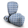 Ikat Blue White Print Pattern Boxing Gloves-grizzshop