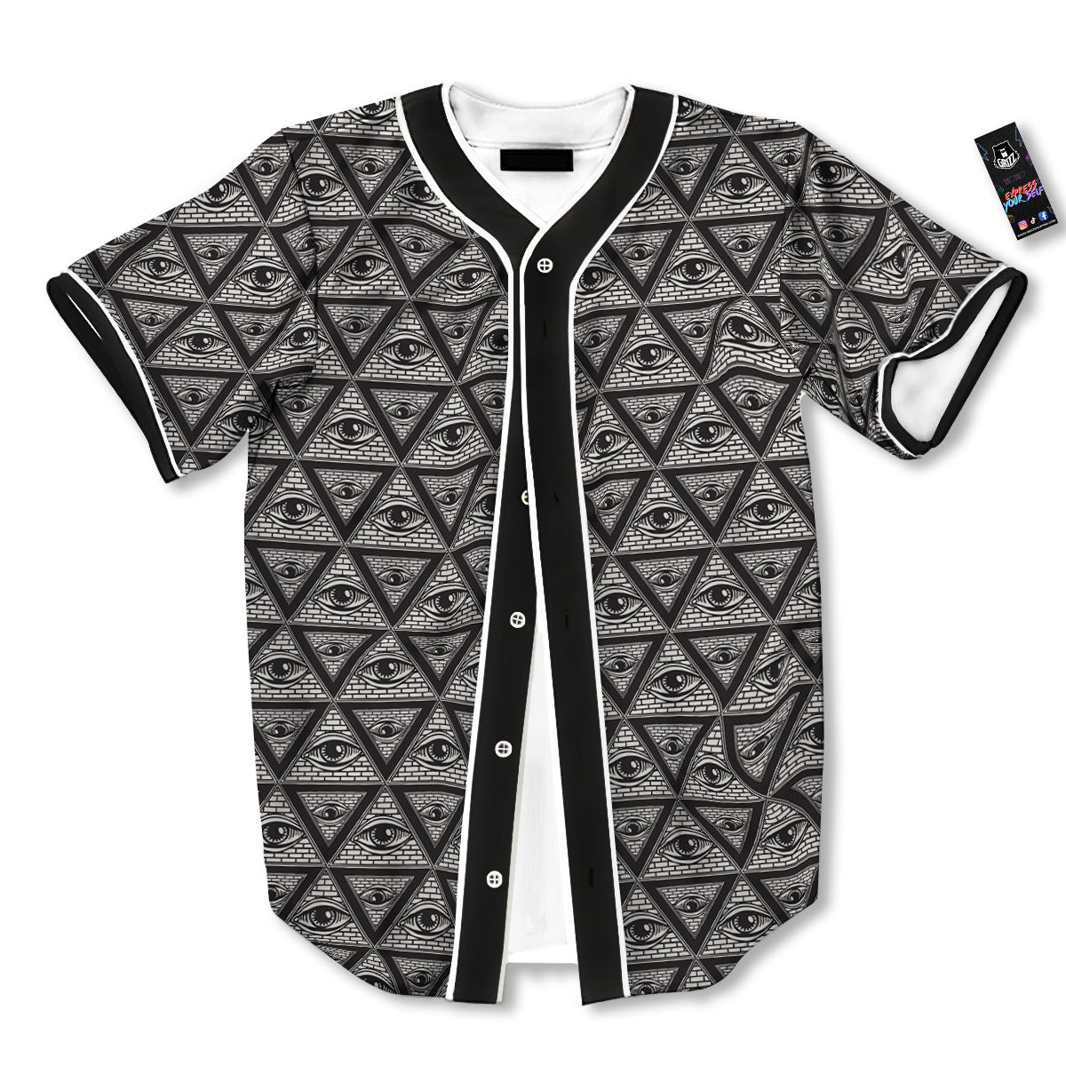 Illuminati Print Pattern Baseball Jersey-grizzshop