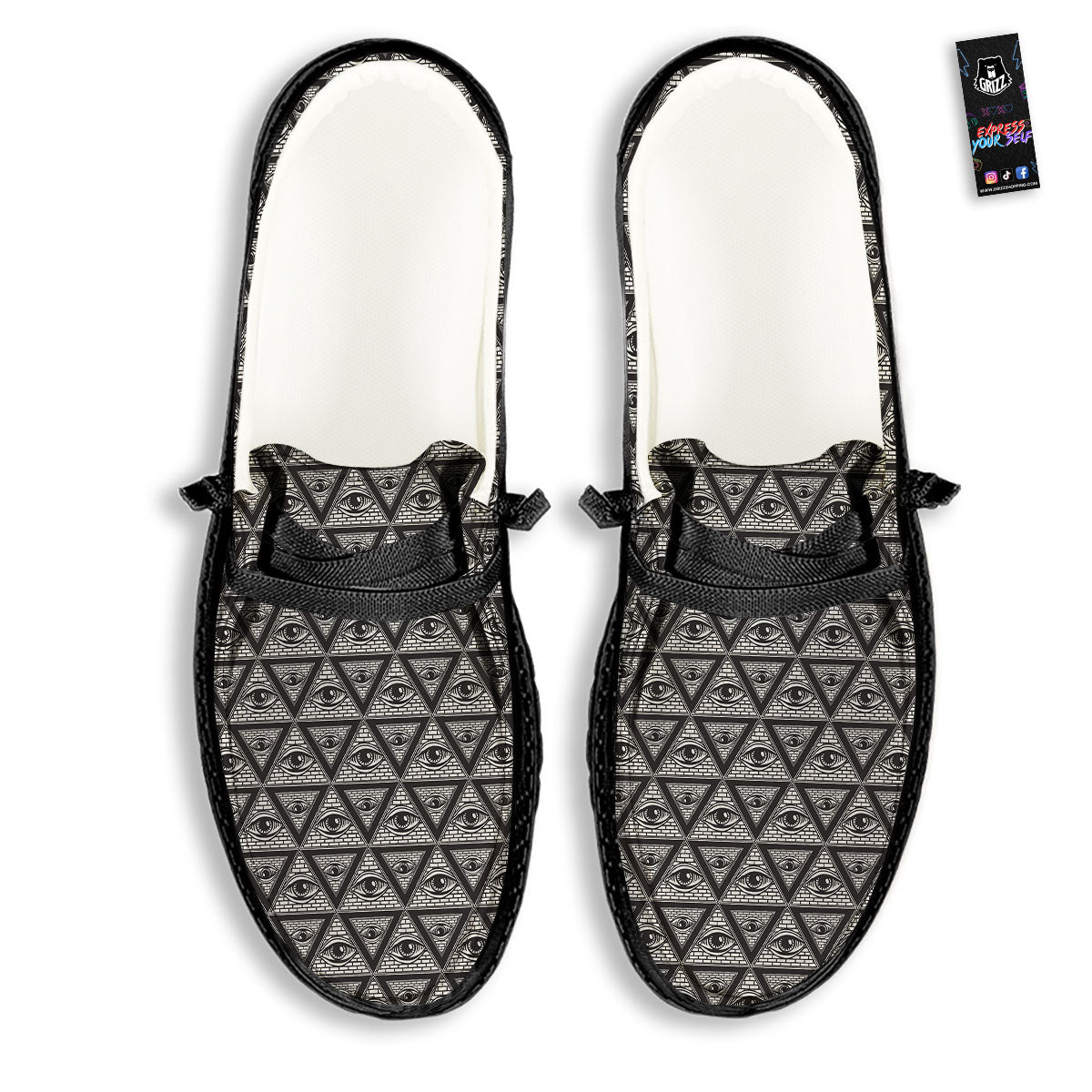 Illuminati Print Pattern Black Loafers-grizzshop