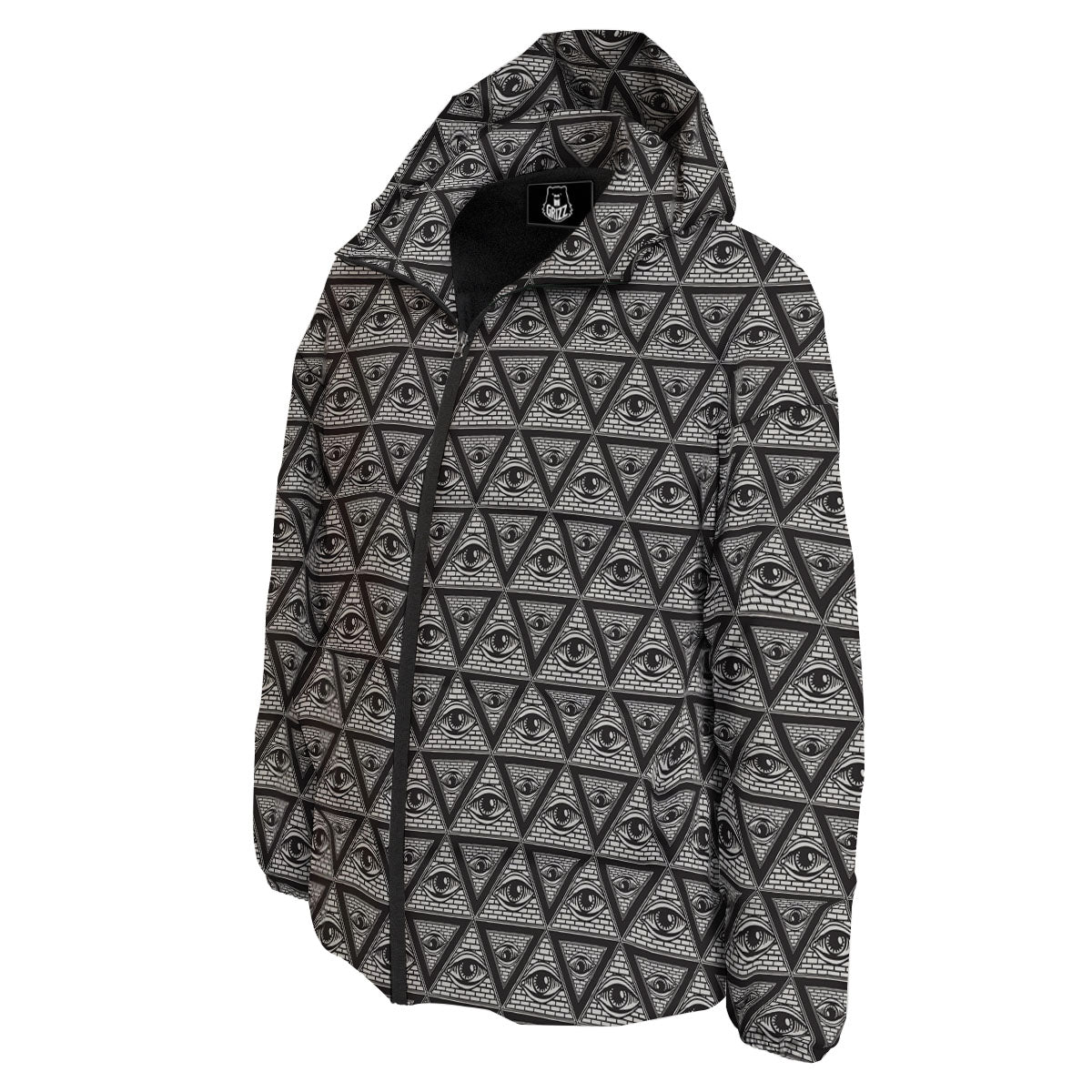 Illuminati Print Pattern Down Jacket-grizzshop