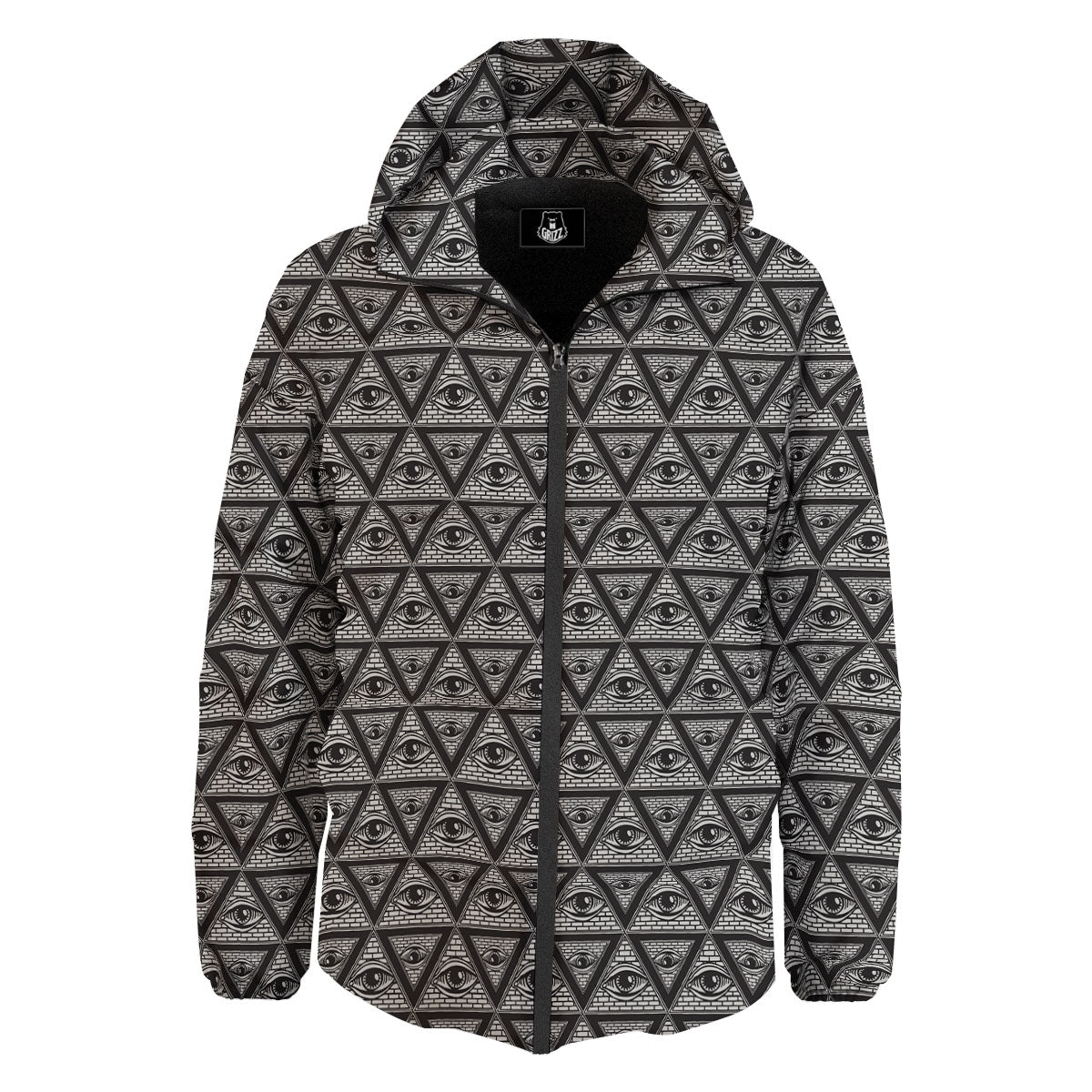 Illuminati Print Pattern Down Jacket-grizzshop