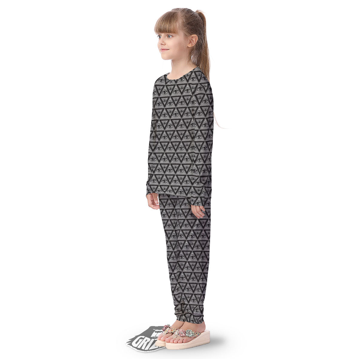 Illuminati Print Pattern Kid's Pajamas-grizzshop