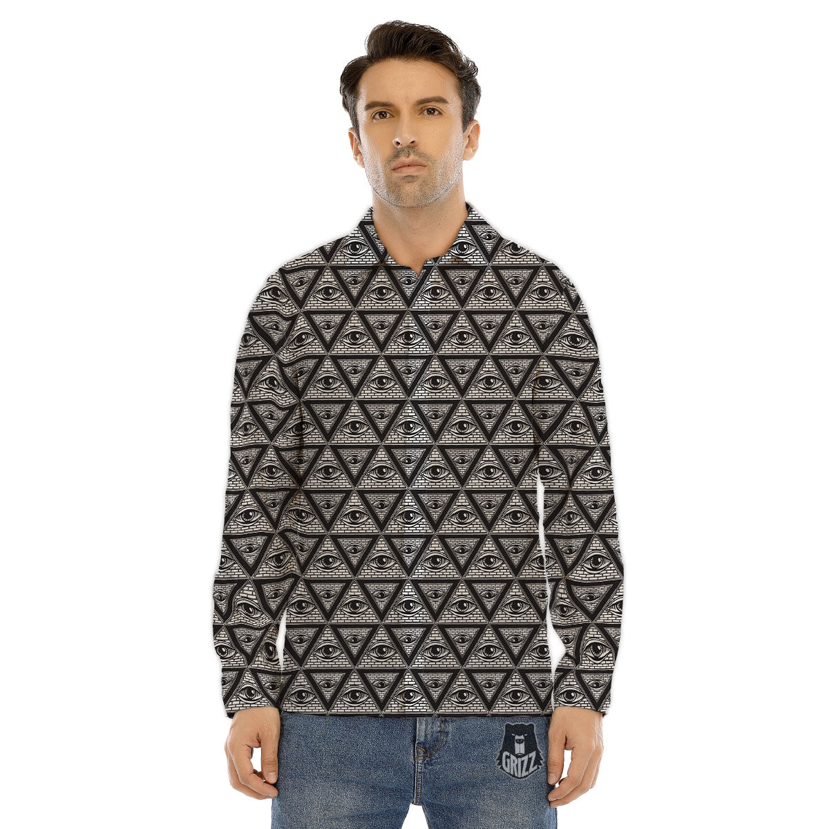 Illuminati Print Pattern Men's Dress Shirts-grizzshop
