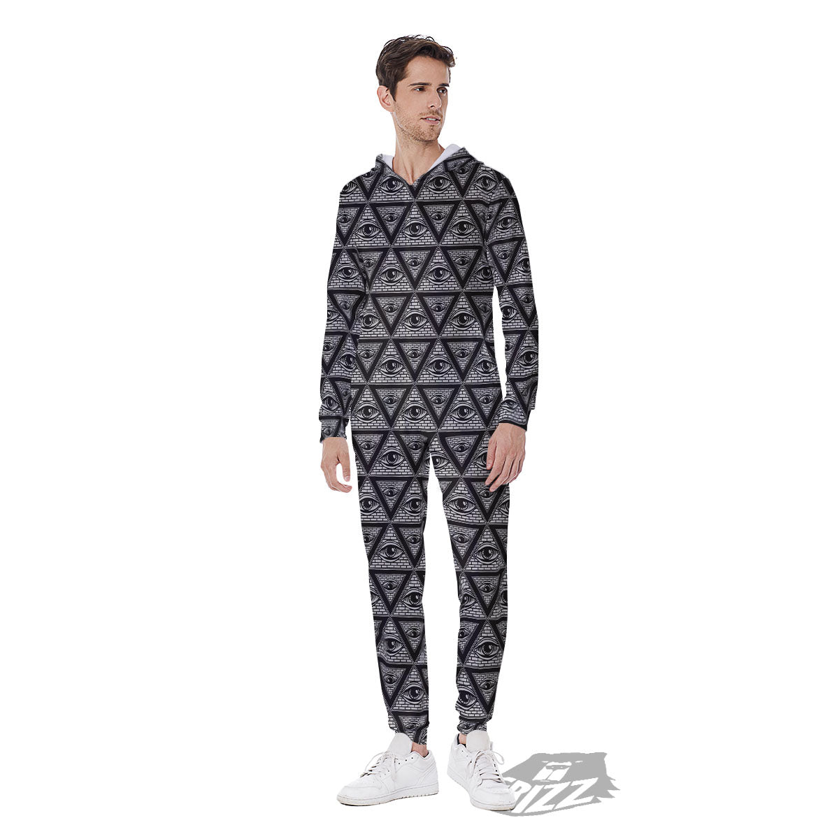 Illuminati Print Pattern Men's Jumpsuit-grizzshop