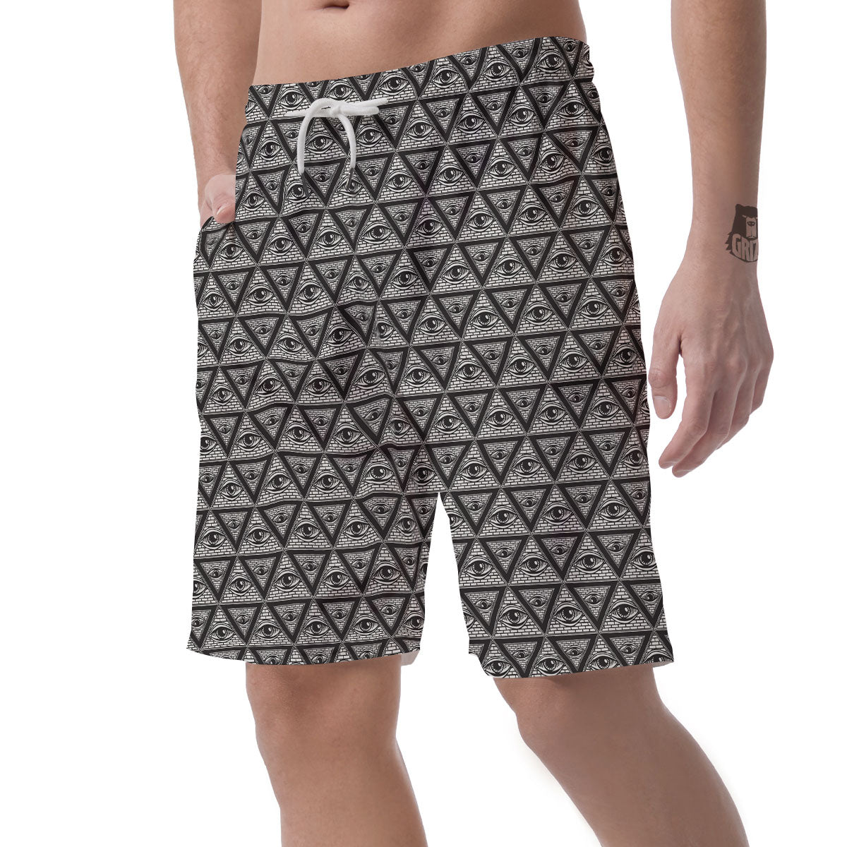 Illuminati Print Pattern Men's Shorts-grizzshop