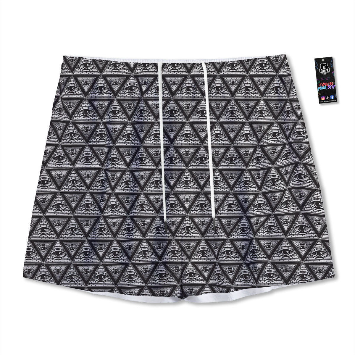Illuminati Print Pattern Mesh Shorts