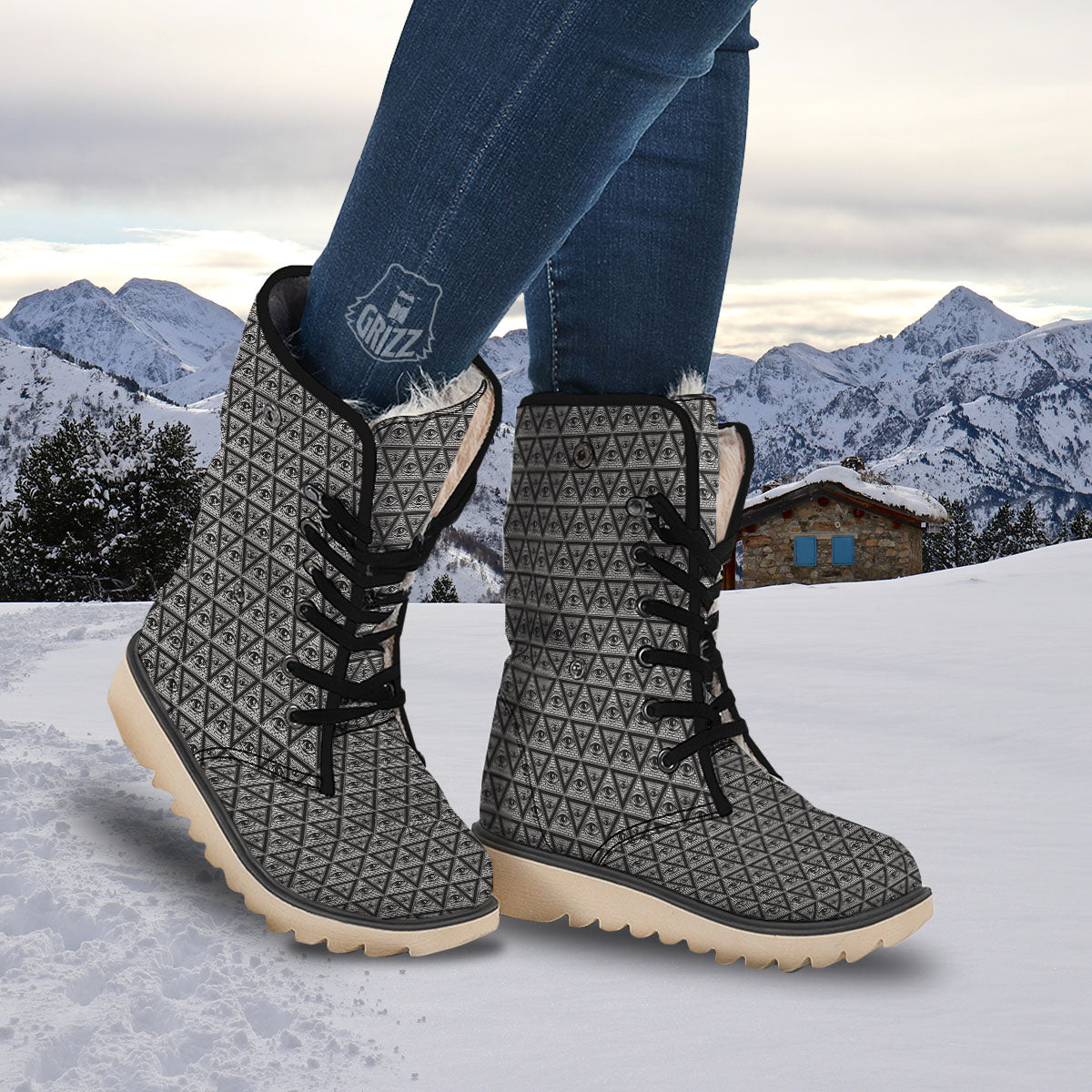 Illuminati Print Pattern Snow Boots-grizzshop