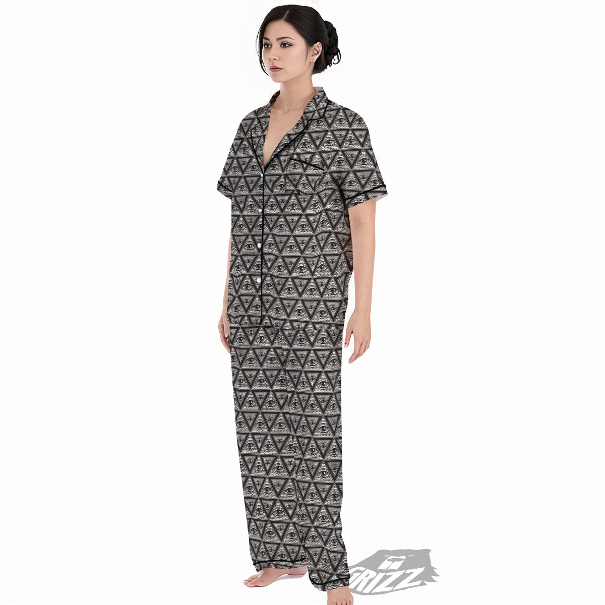 Illuminati Print Pattern Women's Pajamas Set-grizzshop
