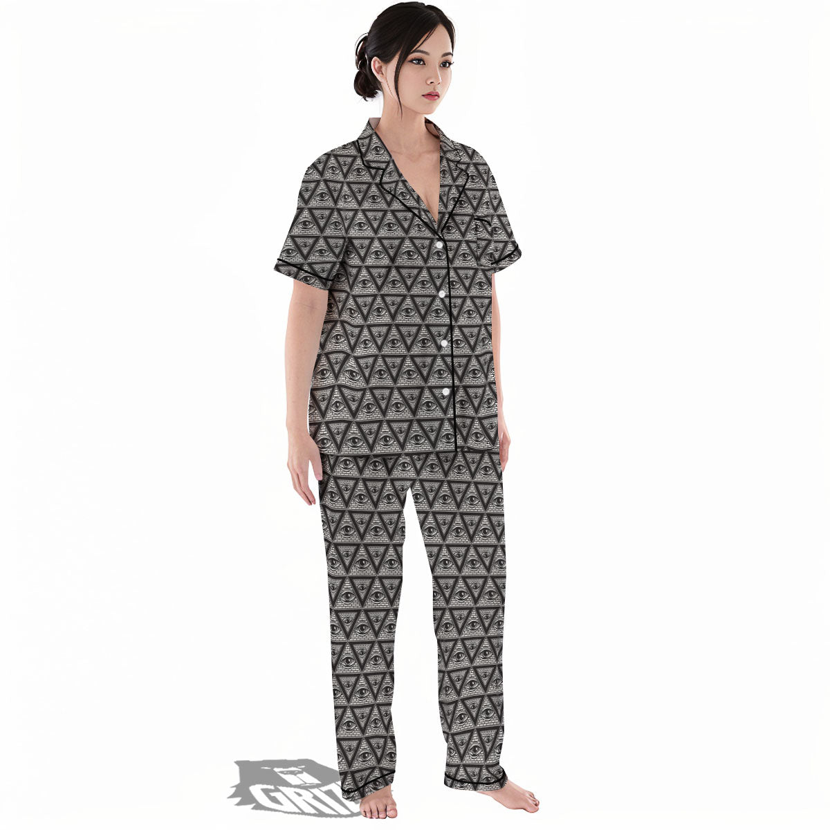 Illuminati Print Pattern Women's Pajamas Set-grizzshop
