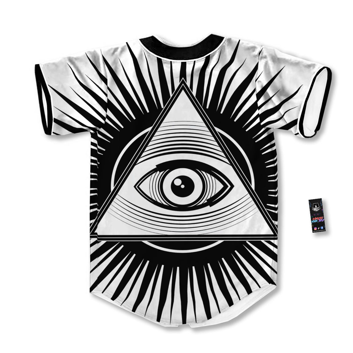 Illuminati White And Black Print Baseball Jersey-grizzshop