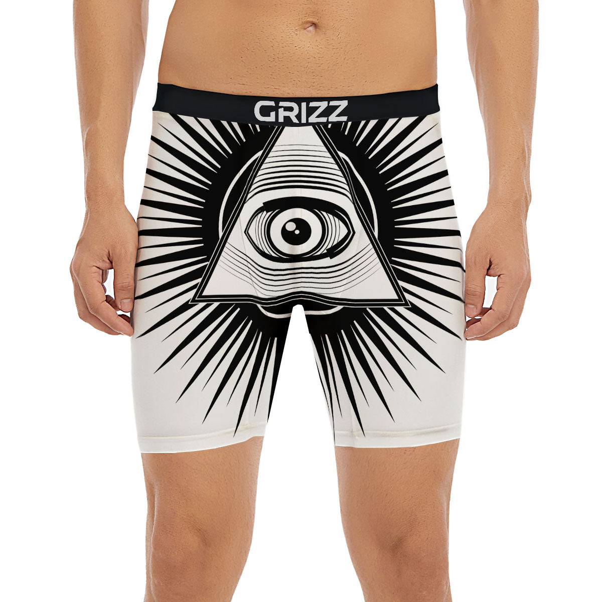 Illuminati White And Black Print Boxer Briefs-grizzshop