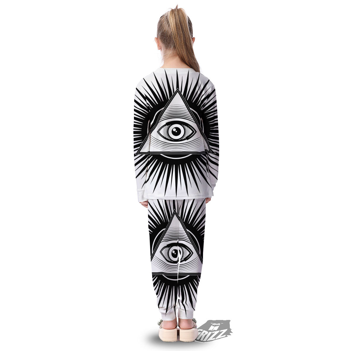 Illuminati White And Black Print Kid's Pajamas-grizzshop