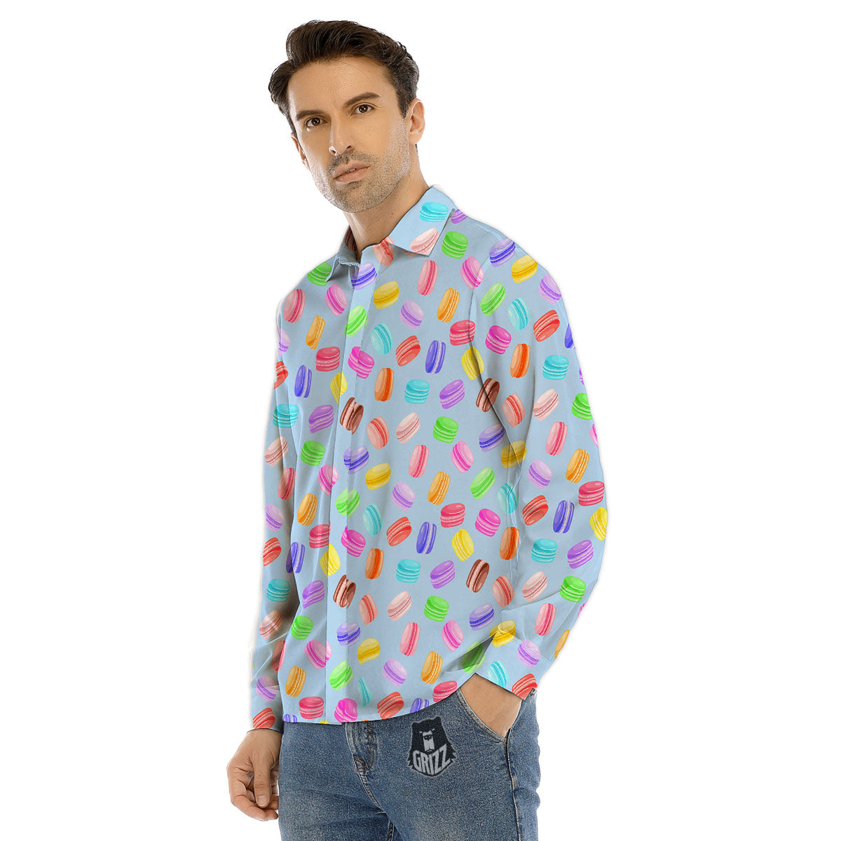 Illuminati White And Black Print Men's Dress Shirts-grizzshop