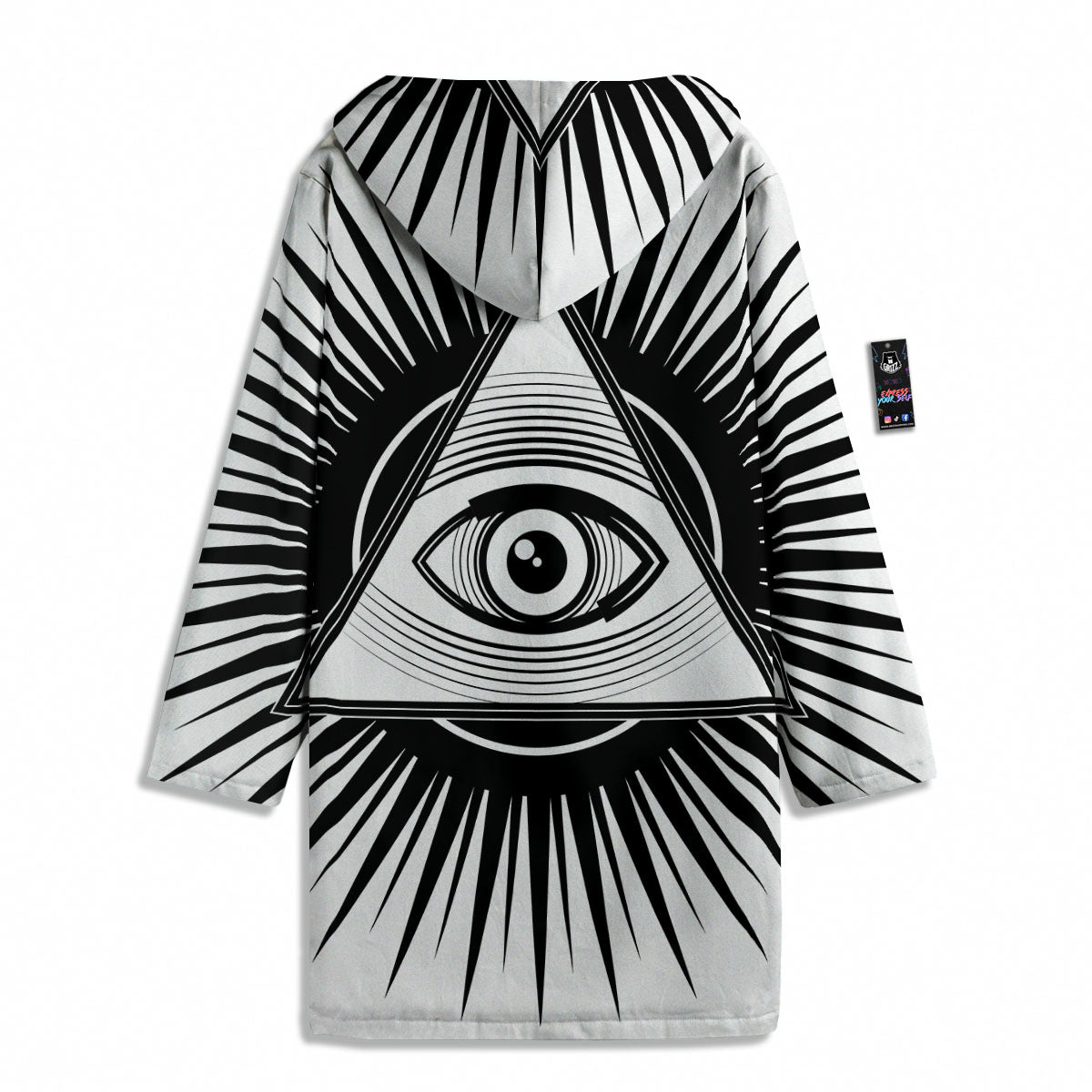 Illuminati White And Black Print Men's Windbreaker Jacket-grizzshop