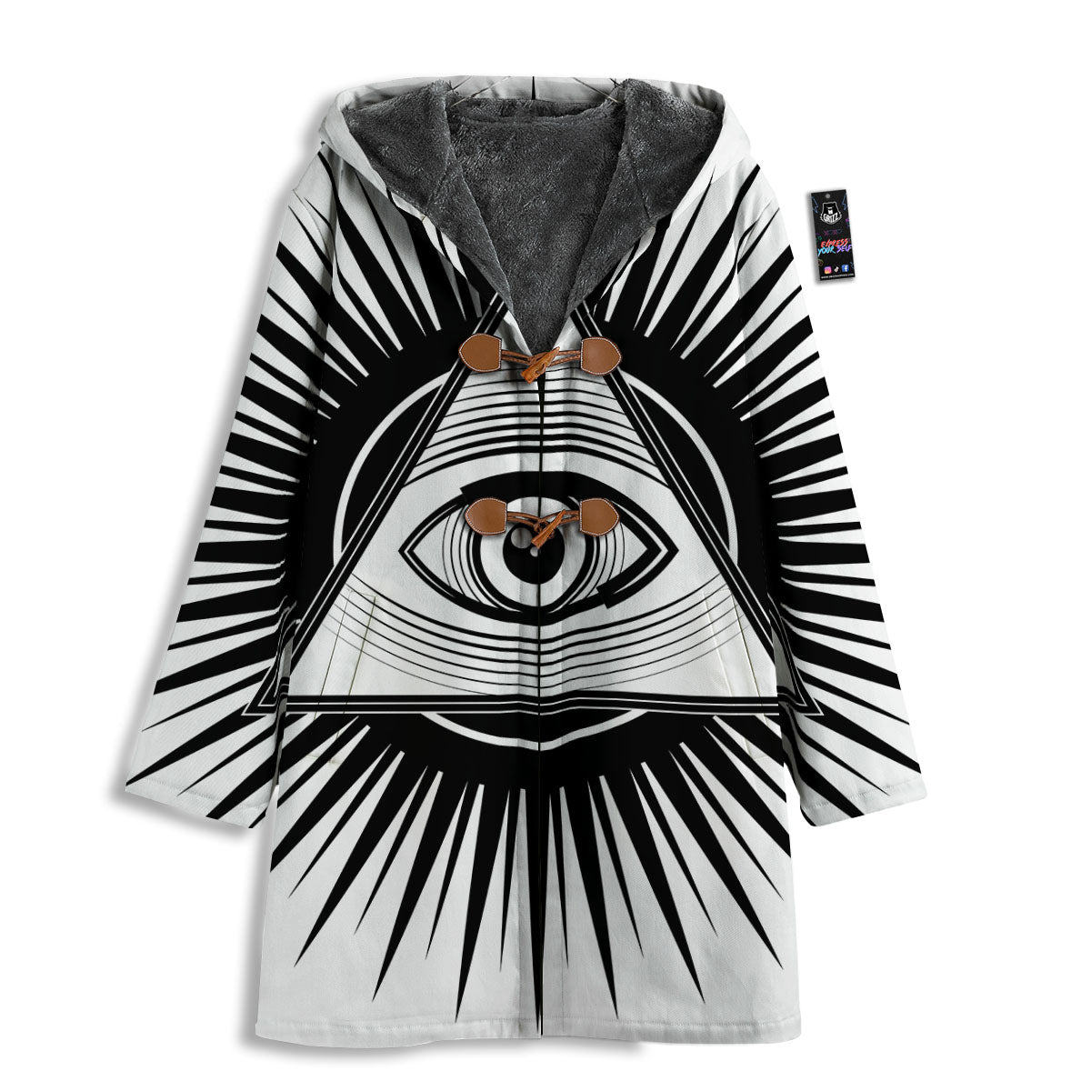 Illuminati White And Black Print Men's Windbreaker Jacket-grizzshop