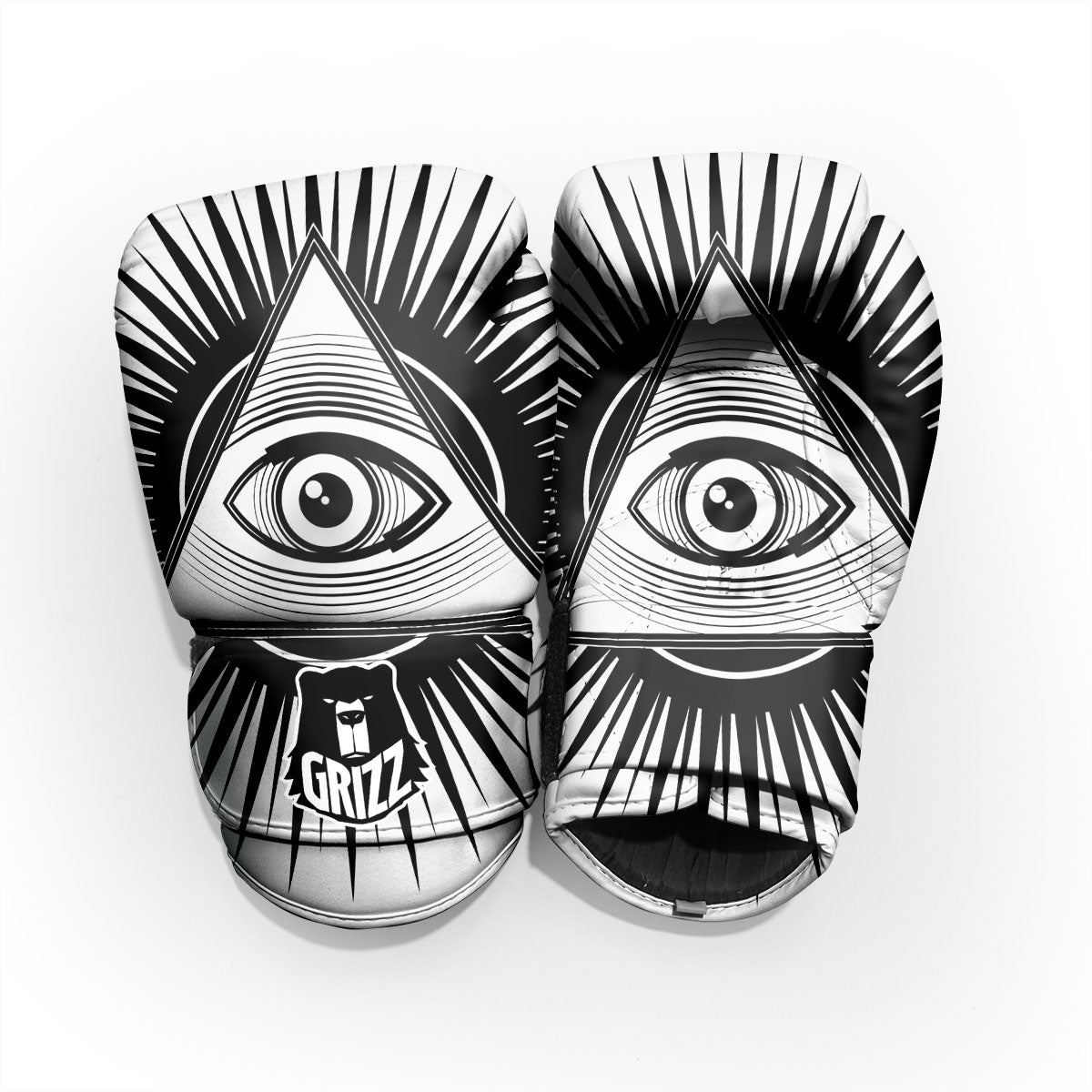 Illuminati White And Black Print Pro Boxing Glove