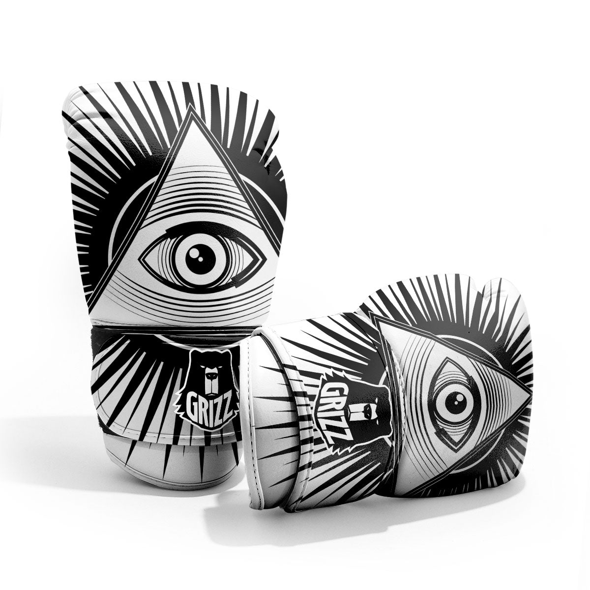 Illuminati White And Black Print Pro Boxing Glove