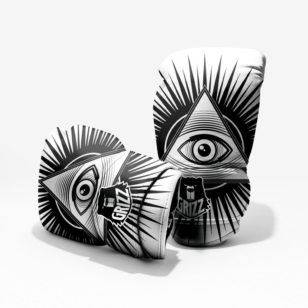 Illuminati White And Black Print Pro Boxing Glove
