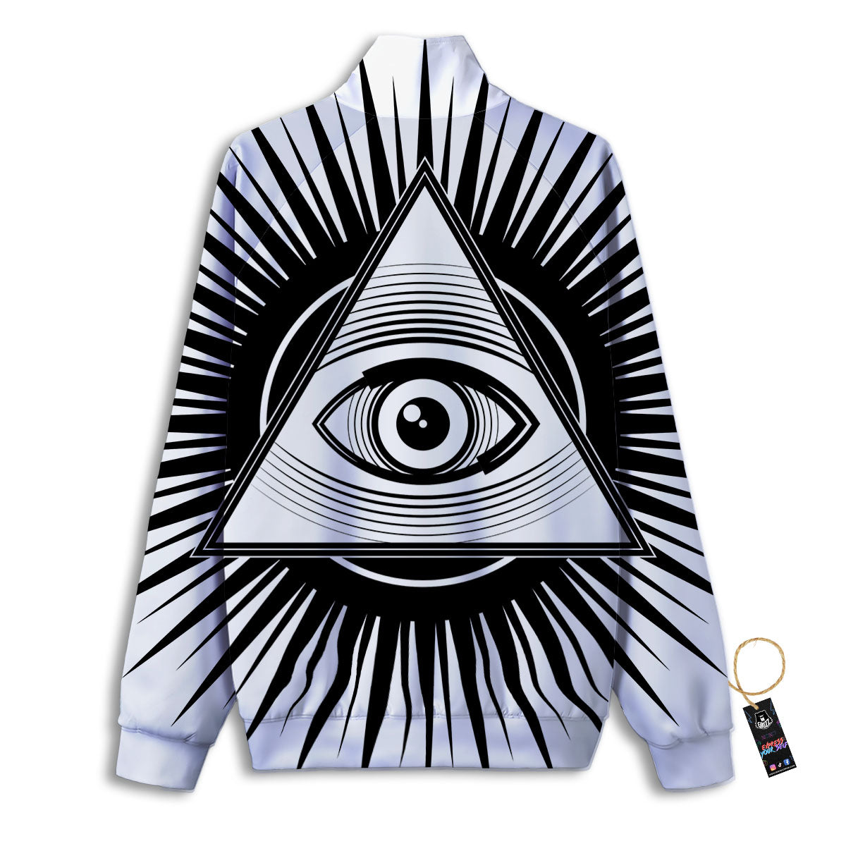 Illuminati White And Black Print Track Jacket-grizzshop
